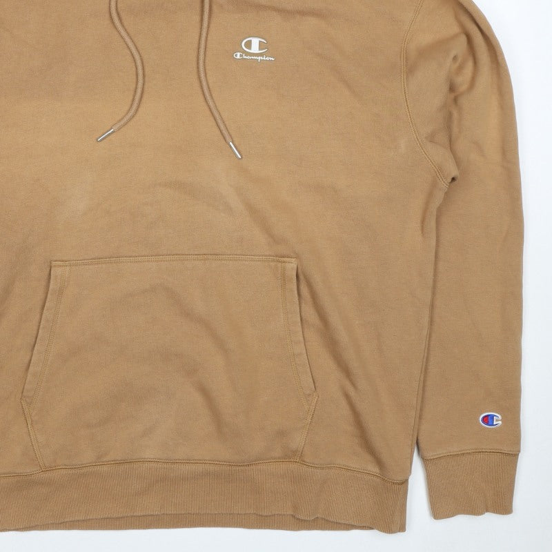 Champion Men’s Beige Large Logo Classic Fleece Pullover Hoodie
