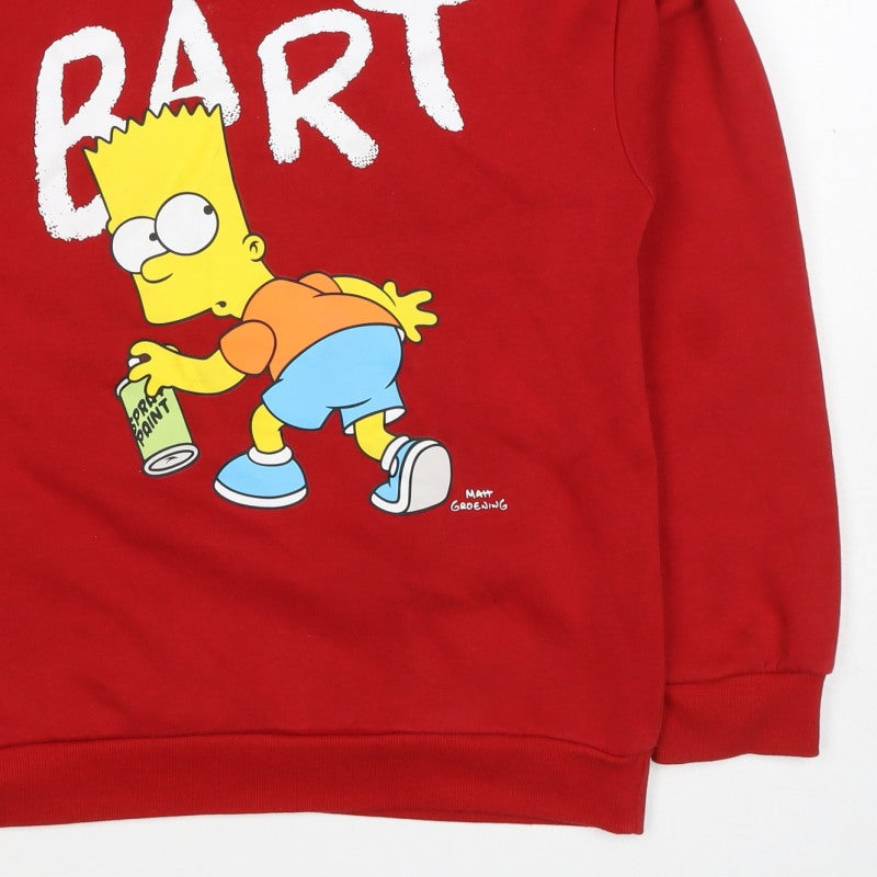 The Simpsons Boys Red 11-12 Years Bart Graphic Pullover Hoodie