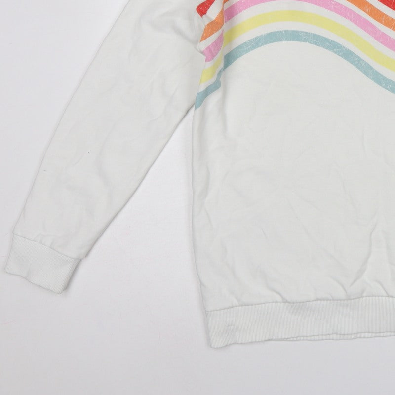 Next Women White Rainbow Stripe Graphic Pullover Sweatshirt UK 14