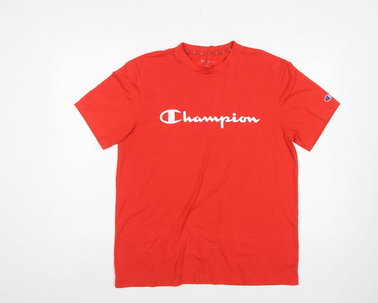 Champion Men's Red M Classic Logo Graphic Print Crew Neck T-Shirt