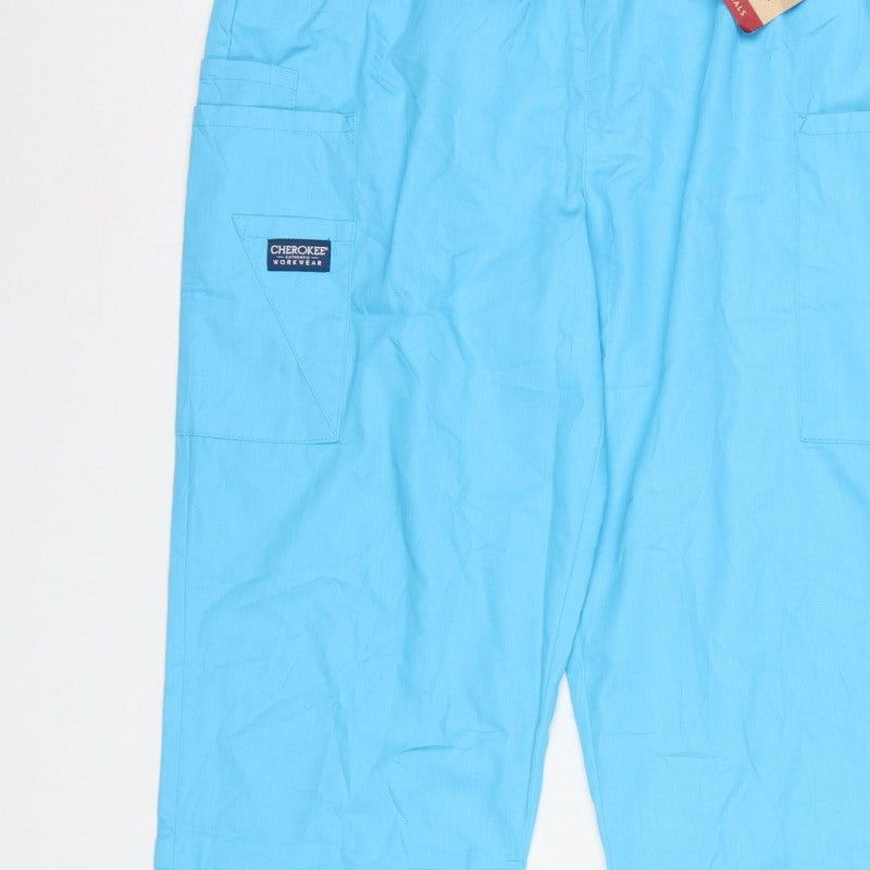 Cherokee Workwear Unisex Blue Size S Cargo Scrub Trousers Elastic Waist