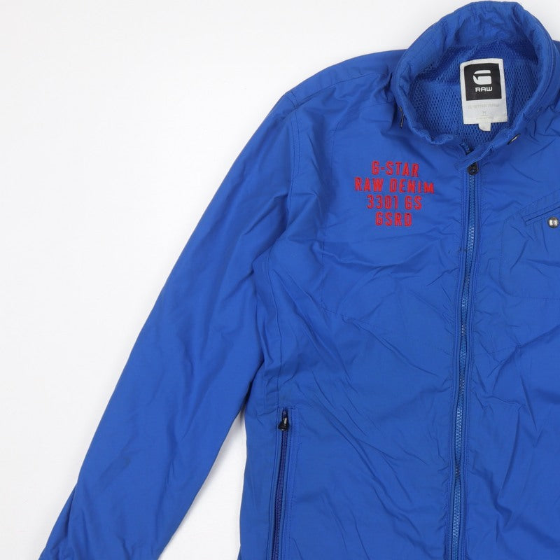 G-Star RAW Men's Blue L 3301 GS Full Zip Basic Jacket Logo