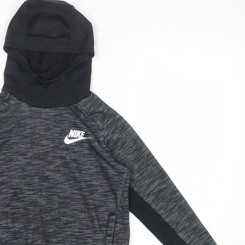 Nike Boys Grey Marl Hoodie 10-11 Years Pullover Logo Sportswear