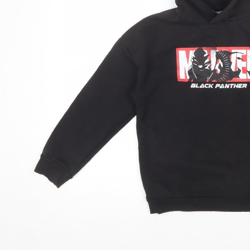 Marvel Boys Black 8-9 Years Black Panther Pullover Hoodie Graphic