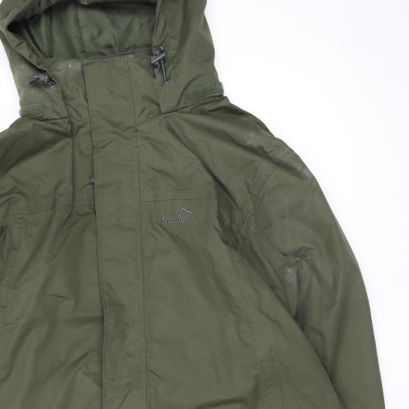 Peter Storm Men's Green M Hooded Outdoor Rain Jacket Full Zip