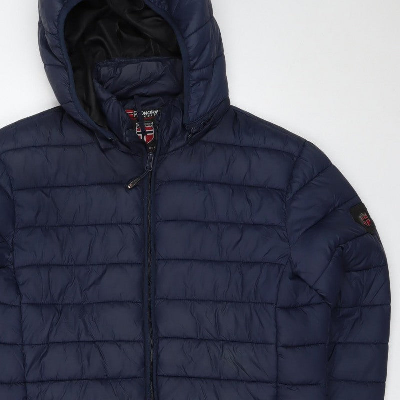 Geographical Norway Women’s Blue UK 14 Hooded Quilted Puffer Jacket