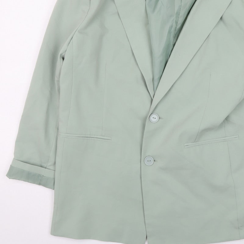COLLUSION Women's Green UK 8 Tailored Single-Breasted Lined Blazer