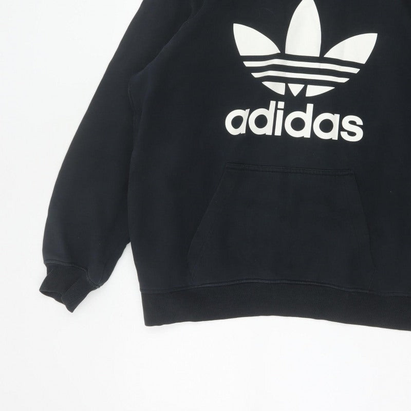 Adidas Men’s Black M Trefoil Logo Pullover Hoodie Graphic Print