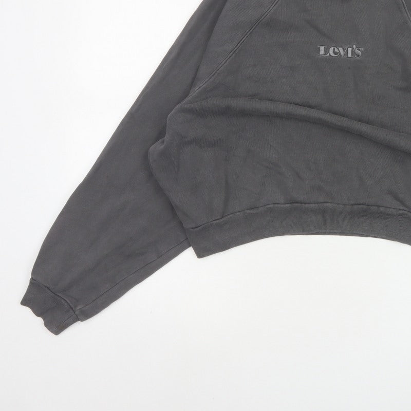 Levi's Premium Women's Grey M Cropped Embroidered Logo Raglan Sweatshirt