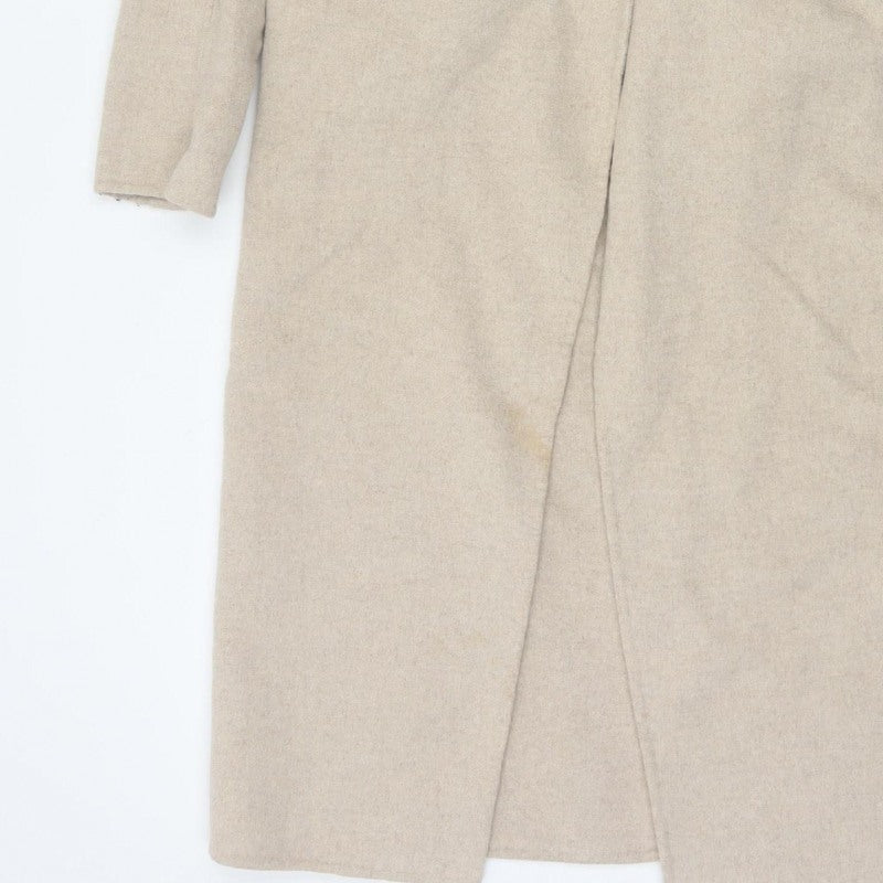 Zara Women Beige S Wool Blend Long Overcoat Single Breasted