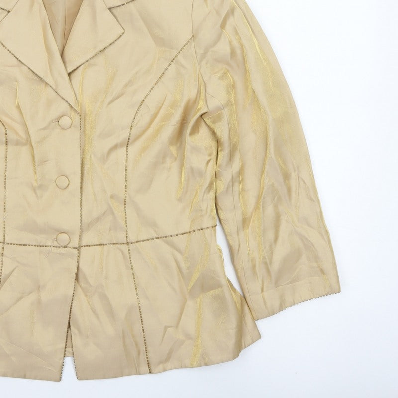 Alex Evenings Women’s Gold Size 12 Lined Formal Blazer Jacket