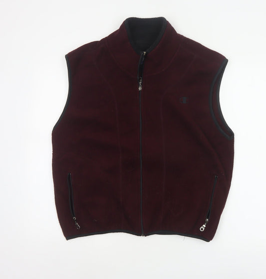 Champion Women Red S Fleece Full Zip Logo Waistcoat Bodywarmer