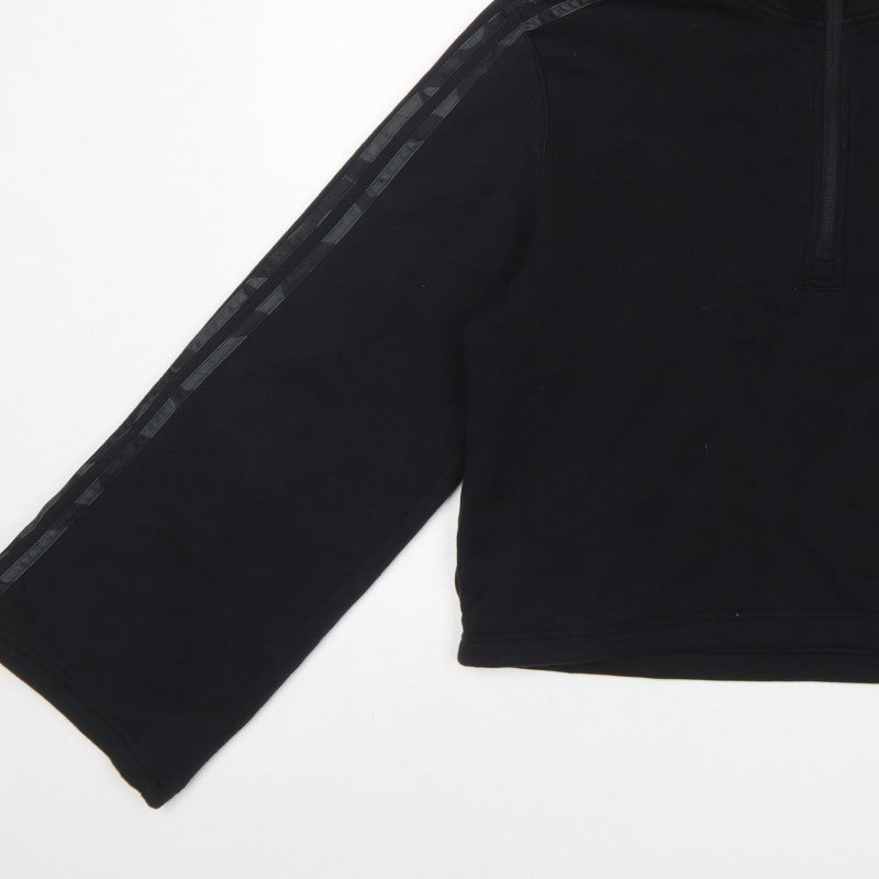 Adidas Women’s Black L 1/4 Zip Hooded Fleece Pullover Hoodie