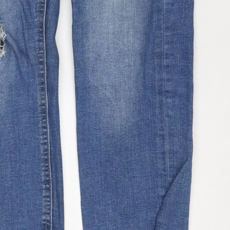 Denim Co. Women’s Blue UK 10 Distressed Skinny Mid Rise Jeans
