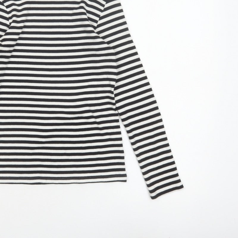 Next Girls Black White 12 Years Striped Ribbed Long Sleeve T-Shirt