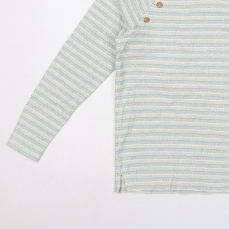 Weird Fish Women Blue UK 10 Striped Organic Cotton Raglan Long Sleeve Top