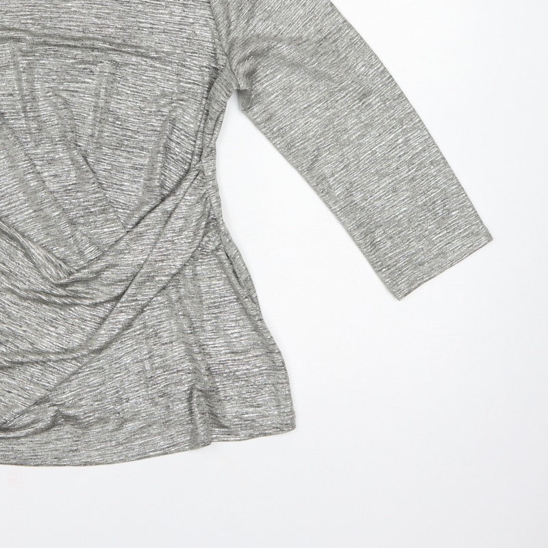 Roman Women Grey Wrap Jersey Blouse Size 14 3/4 Sleeve