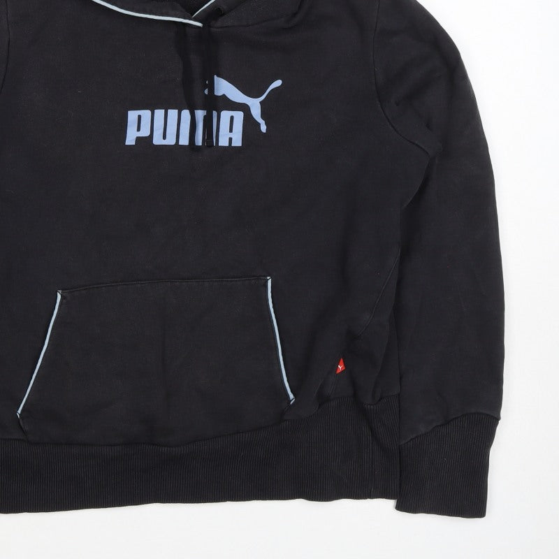 Puma Women’s Black Blue Logo Pullover Hoodie UK 14 L