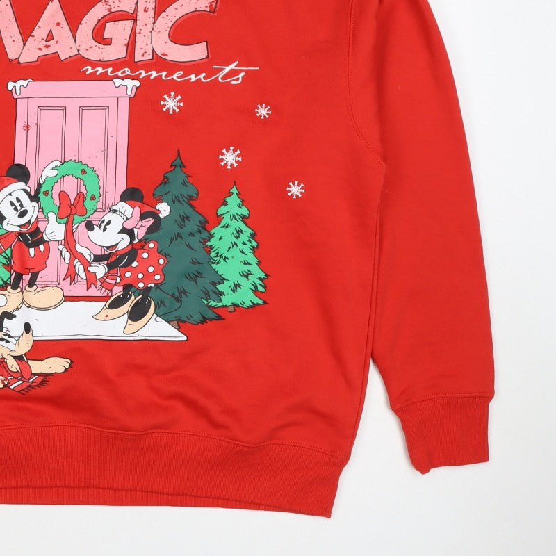 Disney Mickey & Friends Women Red XS Christmas Graphic Sweatshirt