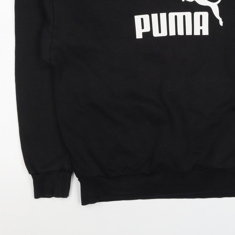 Puma Men’s Black M Logo Graphic Crew Neck Pullover Sweatshirt