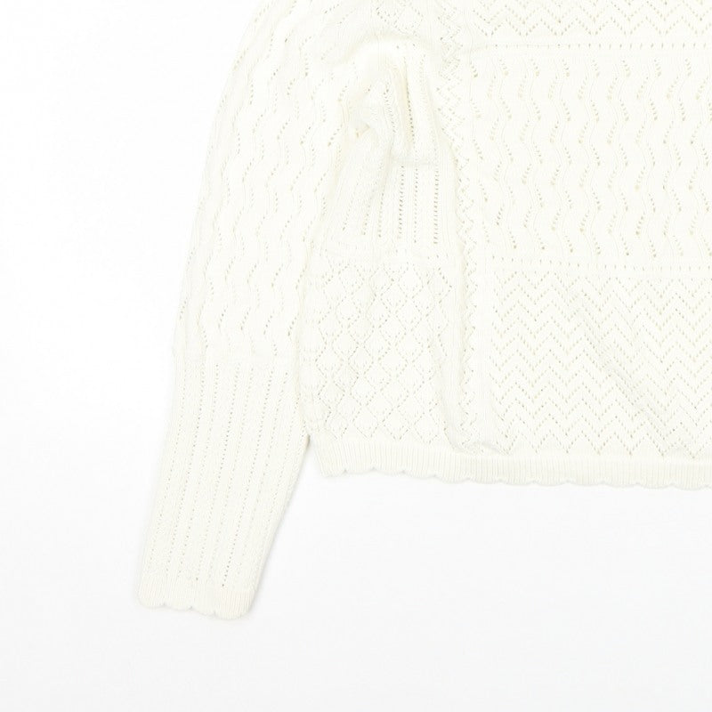 Next Women Ivory L Open Knit Pointelle Long Sleeve Pullover Jumper