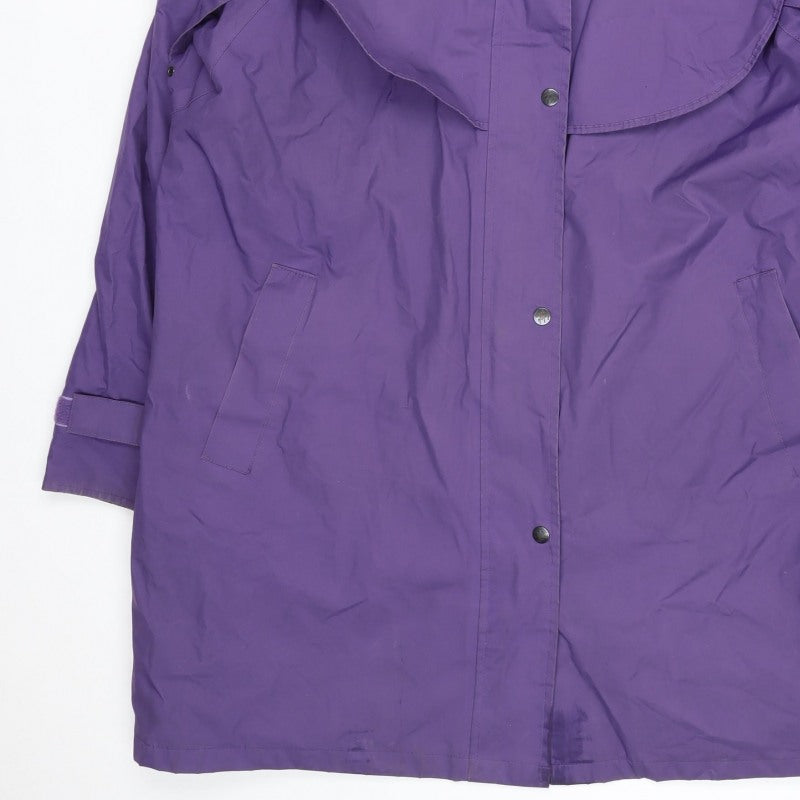 Jack Murphy Women Purple UK 20 Hooded Long Rain Coat Plaid Lined