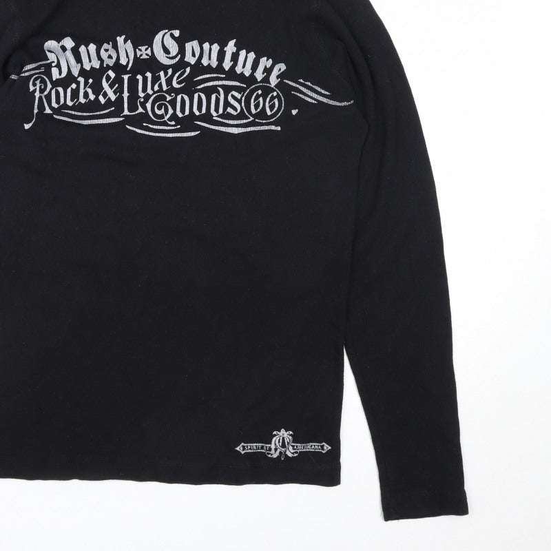 Rush Men’s Black S Long Sleeve Rock Skull Graphic T-Shirt