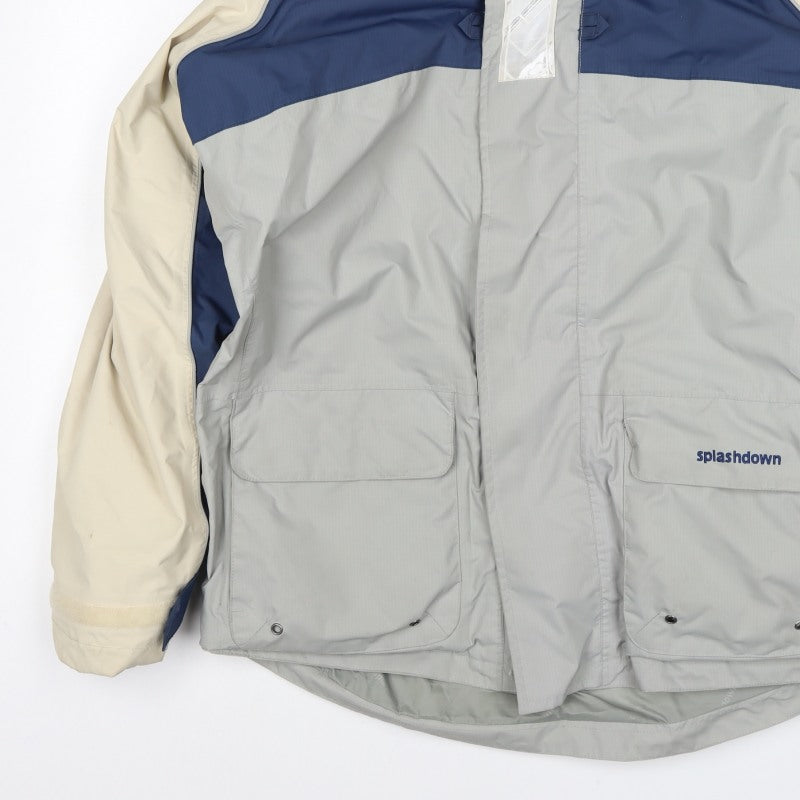 Splashdown Men Grey Blue M Waterproof Hooded Ski Rain Jacket
