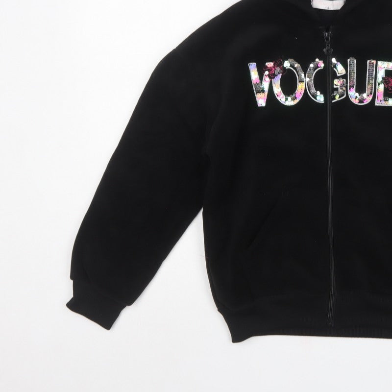 Magic Girl Girls Black 12 Years Full Zip Sequin Vogue Hoodie