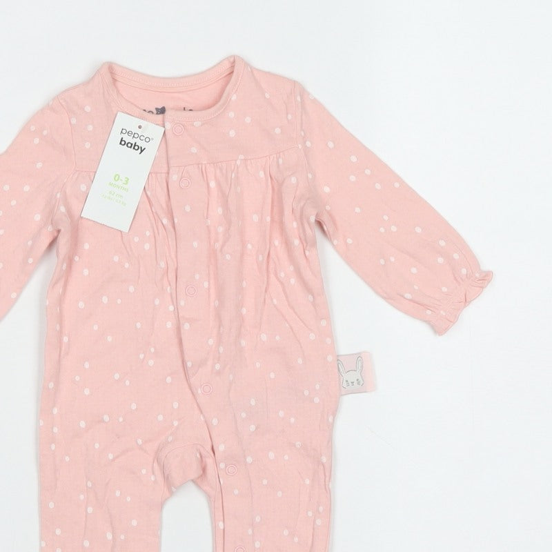 Pepco Baby Girls Pink Polka Dot Bunny Babygrow 0-3 Months