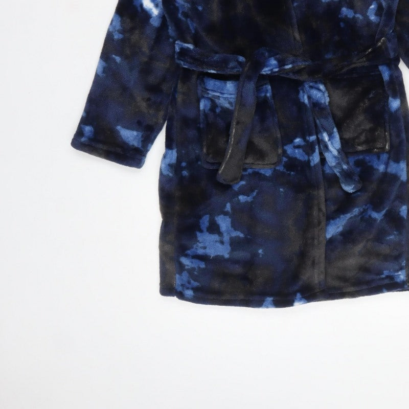 Primark Boys Blue Camo Hooded Fleece Robe 5-6 Years