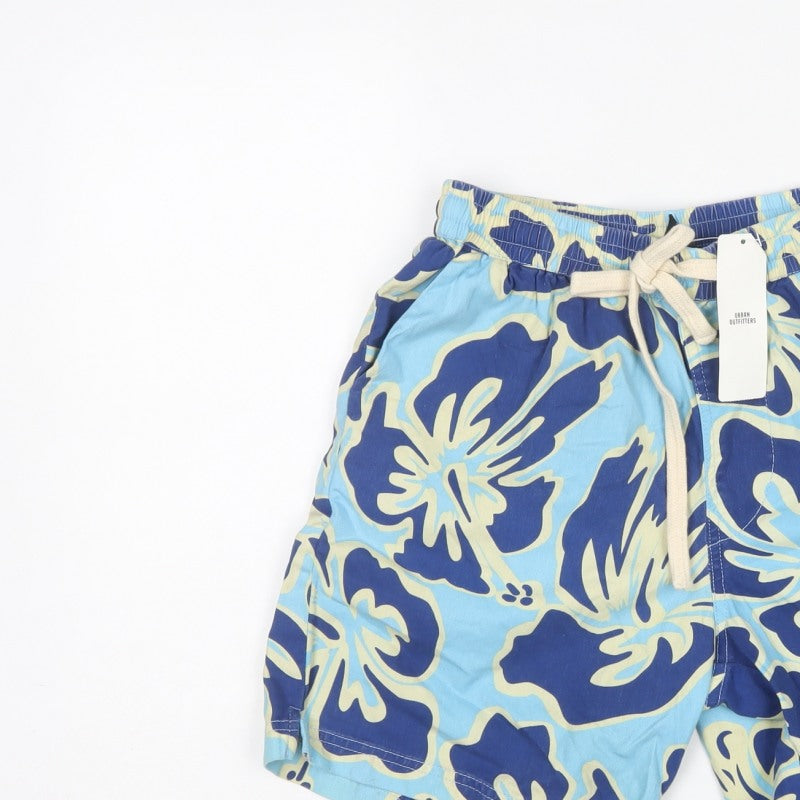 iets frans... Men’s Blue Floral Cotton Drawstring Shorts Size S