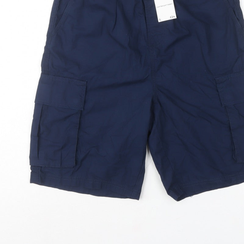 Next Men’s Navy Blue S Lightweight Drawstring Cargo Shorts Pockets