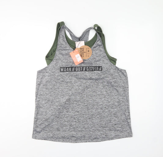 Alice Living x Primark Women Grey UK 18 Racerback Gym Tank Top