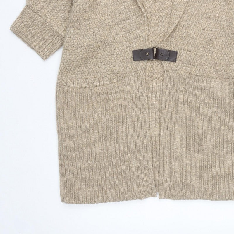 George Women’s Beige M Knit Cowl Neck Open Cardigan