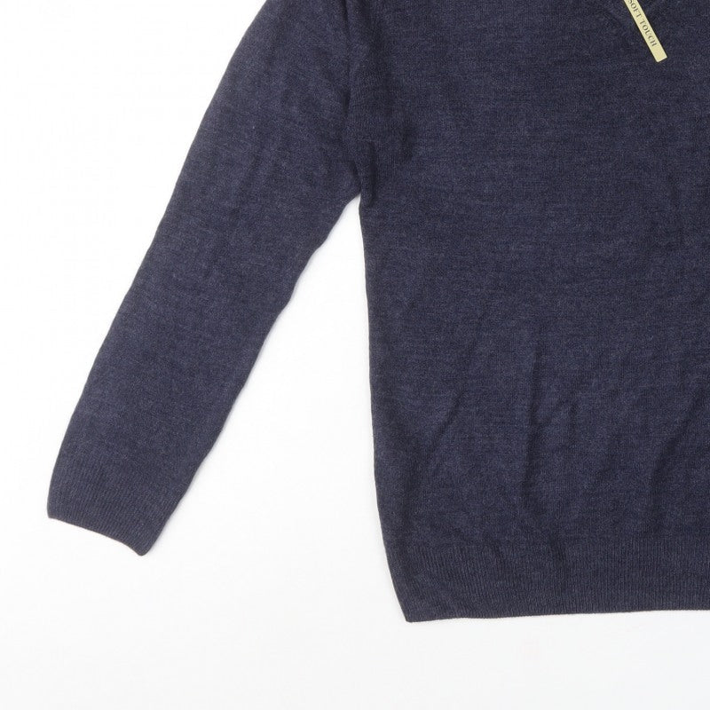 Easy Men’s Blue V-Neck Acrylic Knit Pullover Jumper Size M