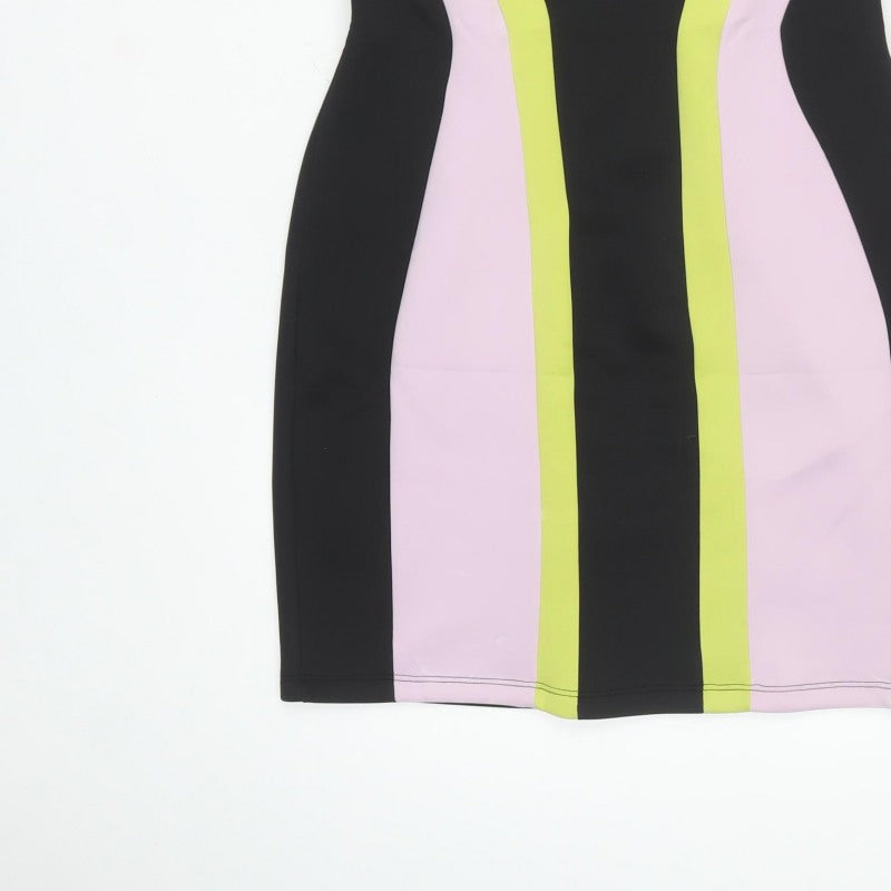 ASOS Women Multicoloured UK 12 Bodycon Colourblock Knee Dress