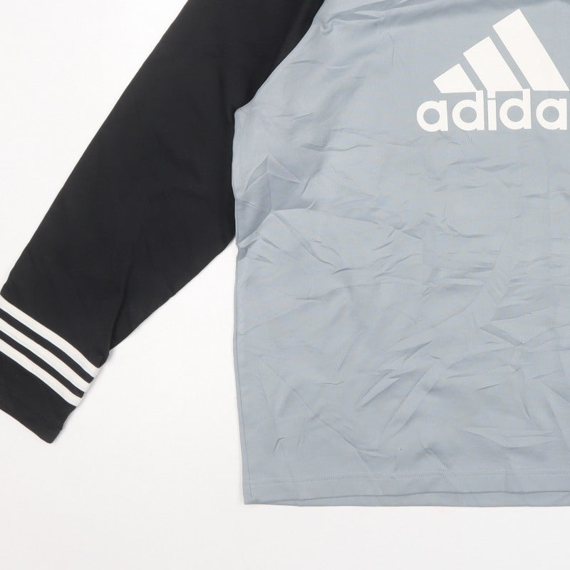 Adidas Men’s Grey Black M Logo Crew Neck Pullover Sweatshirt