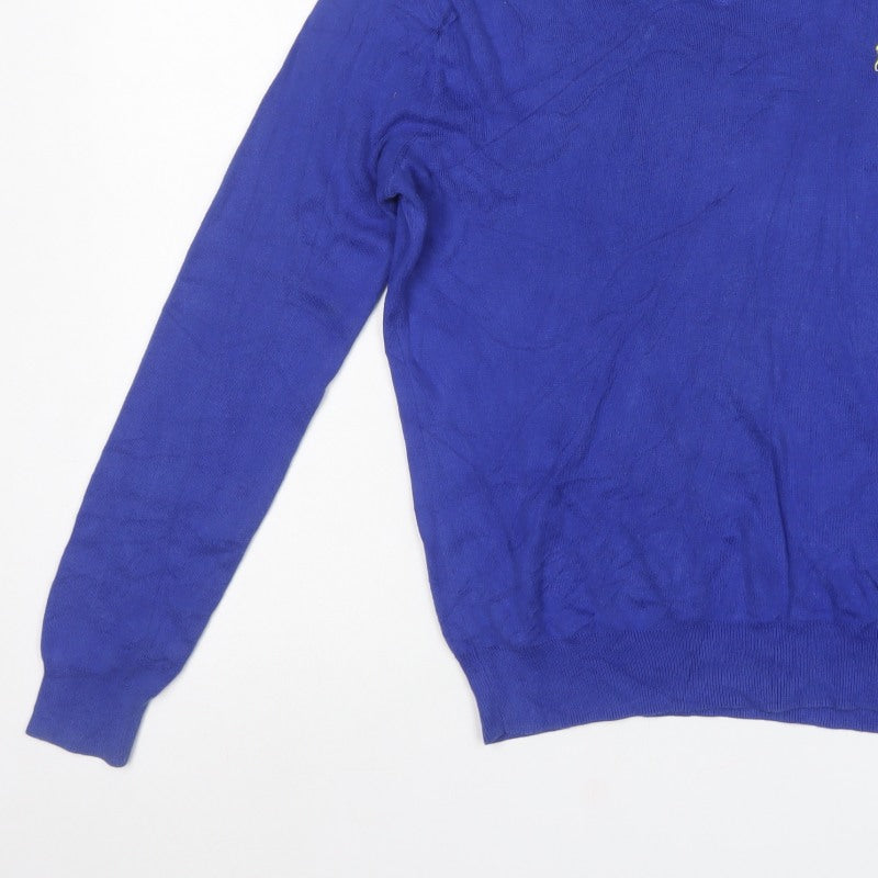 Polo Ralph Lauren Men Blue XS Pima Cotton V-Neck Logo Jumper