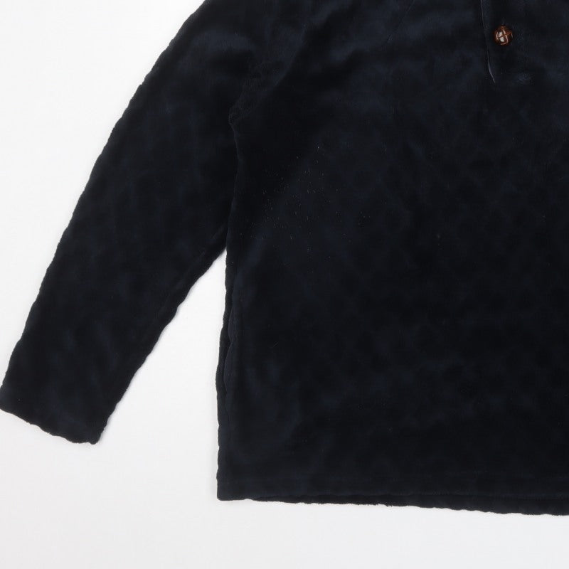 Cotton Traders Men’s Blue L Fleece Henley Button Sweatshirt