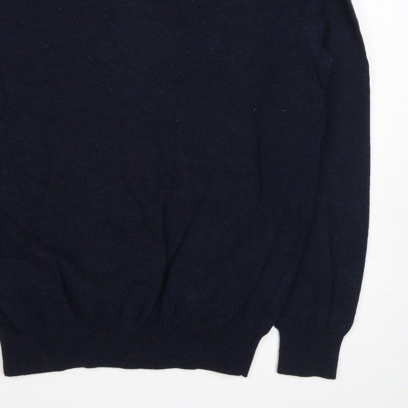 Jaeger Men’s Navy Blue L Wool Cashmere V-Neck Pullover Jumper