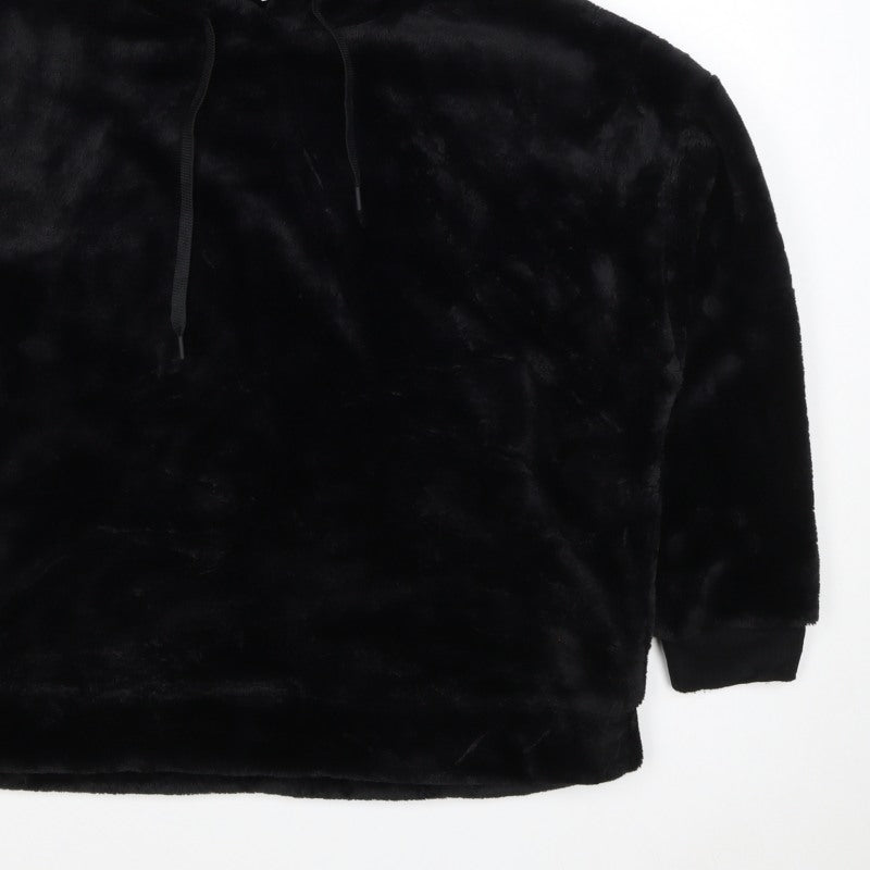 Marks & Spencer Women Black M Faux Fur Hooded Pullover Hoodie