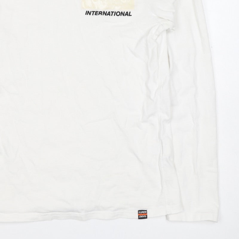 Superdry Men’s White Small Long Sleeve Crew Neck International T-Shirt