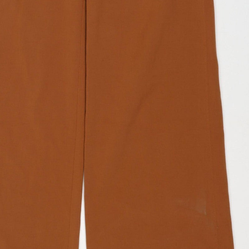 Marks & Spencer Women Brown Size 10 Wide-Leg Stretch Trousers