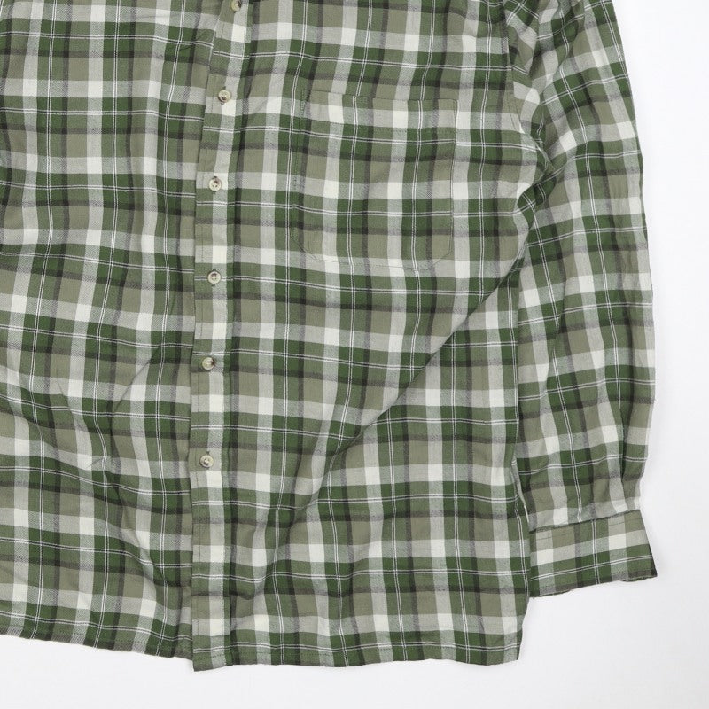 Champion Men's Green Plaid Check Cotton Shirt XL Long Sleeve Button-Up