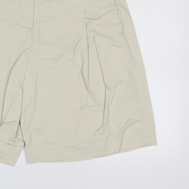 Marks and Spencer Women Beige Size 14 Cotton Stretch Bermuda Shorts