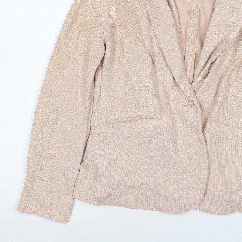 New Look Women’s Beige UK 14 One-Button Shawl Lapel Blazer