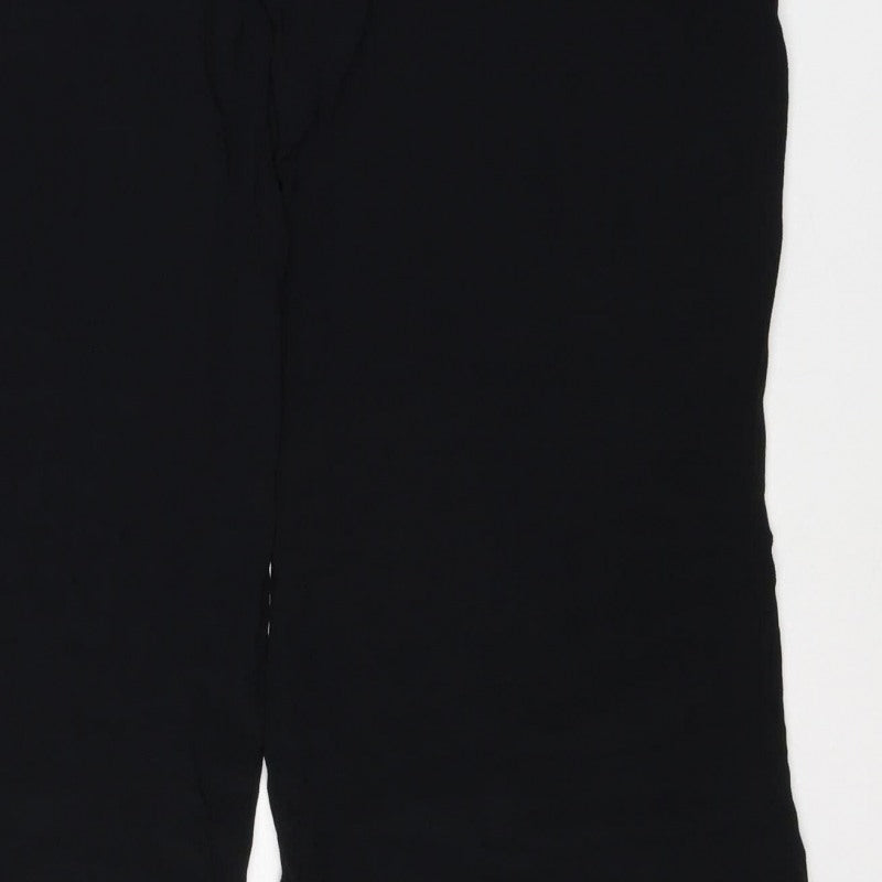 Marks & Spencer Women Black Size 18 Long Wide Leg Viscose Trousers