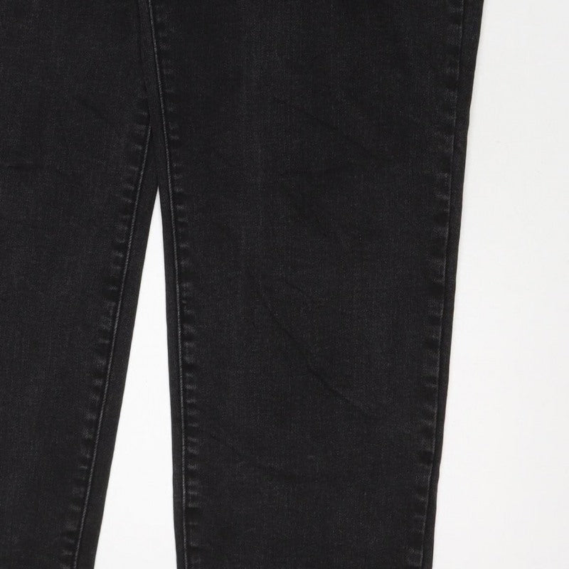 Marks & Spencer Women Black UK 12 Straight Raw Hem Denim Jeans