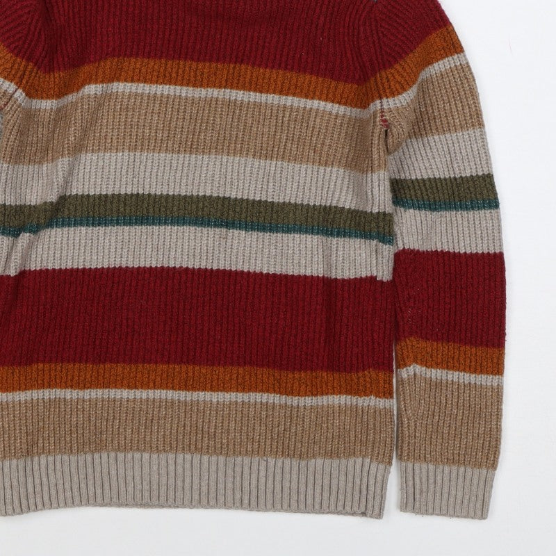 FatFace Boys Multicoloured Striped Hooded Knit Jumper 7-8 Years